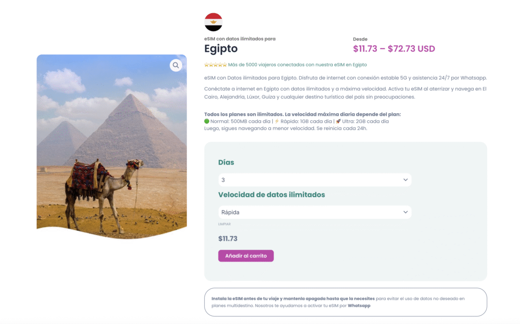 esim para egipto internet ilimitado para viajes